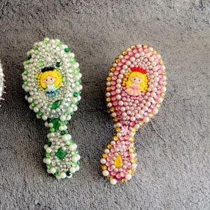 Decorative Beaded Hair Brushes with Cartoon Designs